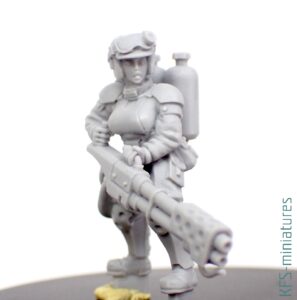 28mm Grimdark Guard Girl with Flame Thrower - Brother Vinni