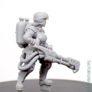 28mm Grimdark Guard Girl with Flame Thrower - Brother Vinni