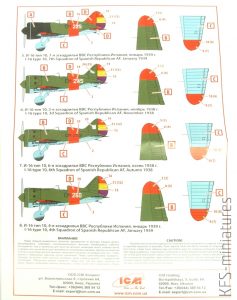 I-16 Type 10 - Kalkomania -Spanish Republic Air Force - ICM