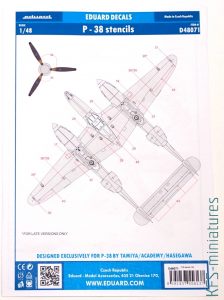 1/48 P-38 - Kalkomanie - Eduard