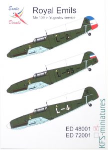 Royal Emils - Me 109 in Yugoslav service - Exotic Decals